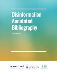Disinformation Annotated Bibliography