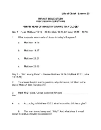 Lesson 20 IMPACT BIBLE STUDY DISCUSSION QUESTIONS