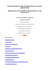 Newsletter of the International Study Group for Research on Learning Probability and Statistics