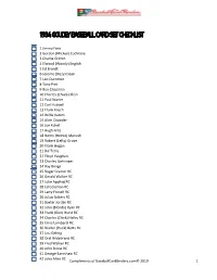 1934 Goudey Baseball Card Set Checklist