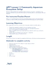 Api Lesson 1 Community Aquarium Ecosystem Setup