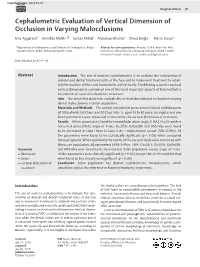 Cephalometric Evaluation of Vertical Dimension of Occlusion in Varying Malocclusions