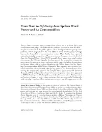 From Slam to Def Poetry Jam: Spoken Word Poetry and Its Counterpublics