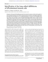Identification of the Long, Edited Dsrnaome of LPS-Stimulated Immune Cells