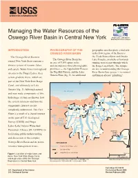 Managing the Water Resources of the Oswego River Basin in Central New York