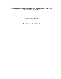Spanish Light Verb Constructions: Co-Predication with Syntactically Formed Complex Predicates