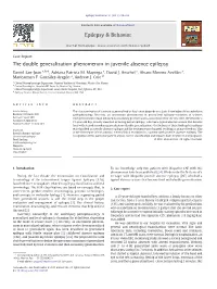 The Double Generalization Phenomenon in Juvenile Absence Epilepsy