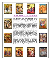 HOLY WEEK at ST. NICHOLAS