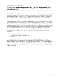 NASA's FY14 Management and Performance, Addressing