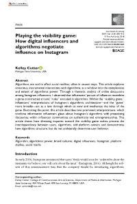Playing the Visibility Game: How Digital Influencers and Algorithms