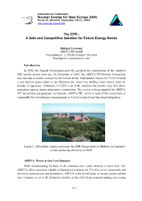 The EPR - a Safe and Competitive Solution for Future Energy Needs