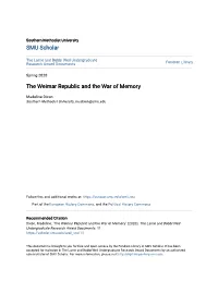 The Weimar Republic and the War of Memory