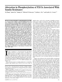 Alteration in Phosphorylation of P20 Is Associated with Insulin Resistance Yu Wang,1 Aimin Xu,1 Jiming Ye,2 Edward W