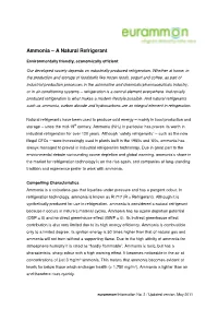 Ammonia – a Natural Refrigerant