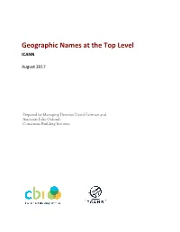 Geographic Names at the Top Level ICANN