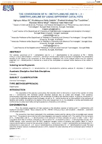 The Conversion of N – Methylaniline and N –, 2 – Dimethylaniline by Using Different Catalysts