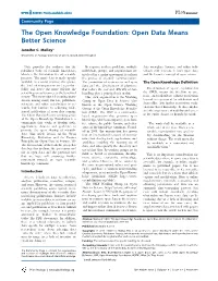 The Open Knowledge Foundation: Open Data Means Better Science