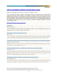 TOC for Southern Cultures Special Music Issue