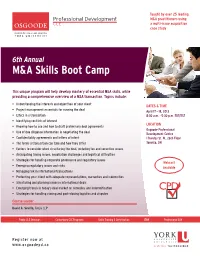 6Th Annual M&A Skills Boot Camp