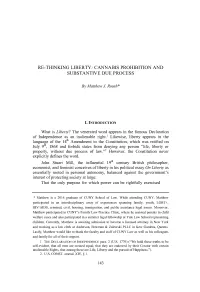 Cannabis Prohibition and Substantive Due Process