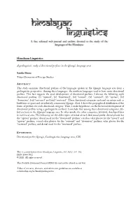 Himalayan Linguistics a Geolinguistic Study of Directional Prefixes in The