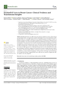 Insulin/IGF Axis in Breast Cancer: Clinical Evidence and Translational Insights