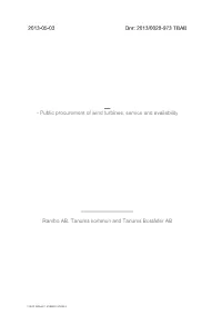 Public Procurement of Wind Turbines, Service and Availability