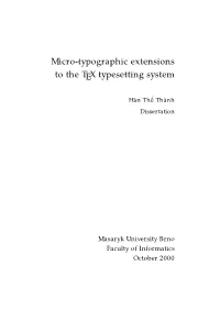Micro-Typographic Extensions to the TEX Typesetting System