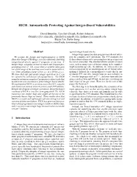 RICH: Automatically Protecting Against Integer-Based Vulnerabilities