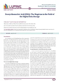 Deoxyribonucleic Acid (DNA): the Magician in the Field of the Digital Data Storage