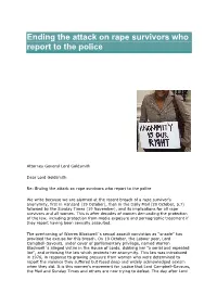 Ending the Attack on Rape Survivors Who Report to the Police