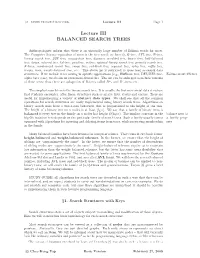Lecture III BALANCED SEARCH TREES
