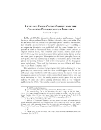 LEVELING PAINS: CLONE GAMING and the CHANGING DYNAMICS of an INDUSTRY Nicholas M