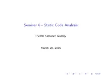 Seminar 6 - Static Code Analysis