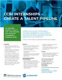 Ccw Internships – Create a Talent Pipeline