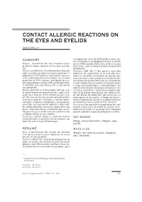 Contact Allergic Reactions on the Eyes and Eyelids