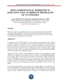 How Condom Social Marketing Is Effective Tool to Improve the Health of Vulnerable
