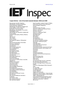 Inspec Archive - List of Journals Covered Between 1898 and 1968