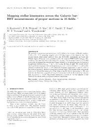 Mapping Stellar Kinematics Across the Galactic Bar: HST Measurements Of
