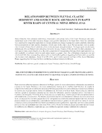 Relationship Between Fluvial Clastic Sediment and Source Rock Abundance in Rapti River Basin of Central Nepal Himalayas
