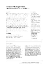 Sources of Magnesium Efflorescence on Ceramics