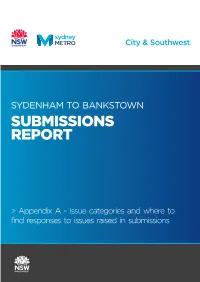 Sydenham to Bankstown Submissions Report