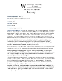University Archives Inventory