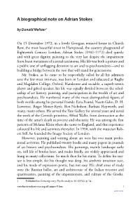 A Biographical Note on Adrian Stokes by Donald Meltzer1