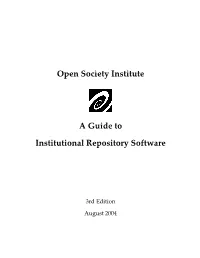 A Guide to Institutional Repository Software