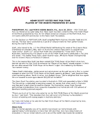 Adam Scott Voted May Pga Tour Player of the Month Presented by Avis