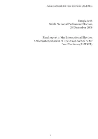 Bangladesh Ninth National Parliament Election 29 December 2008
