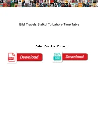 Bilal Travels Sialkot to Lahore Time Table
