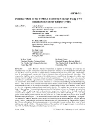 Demonstration of the COBRA Teardrop Concept Using Two Smallsats in 8-Hour Elliptic Orbits