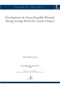 Development of a Lunar Regolith Thermal Energy Storage Model for a Lunar Outpost
